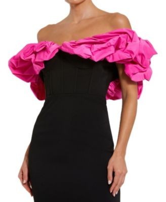 Mac Duggal Crepe & Faille Off The Shoulder Gown