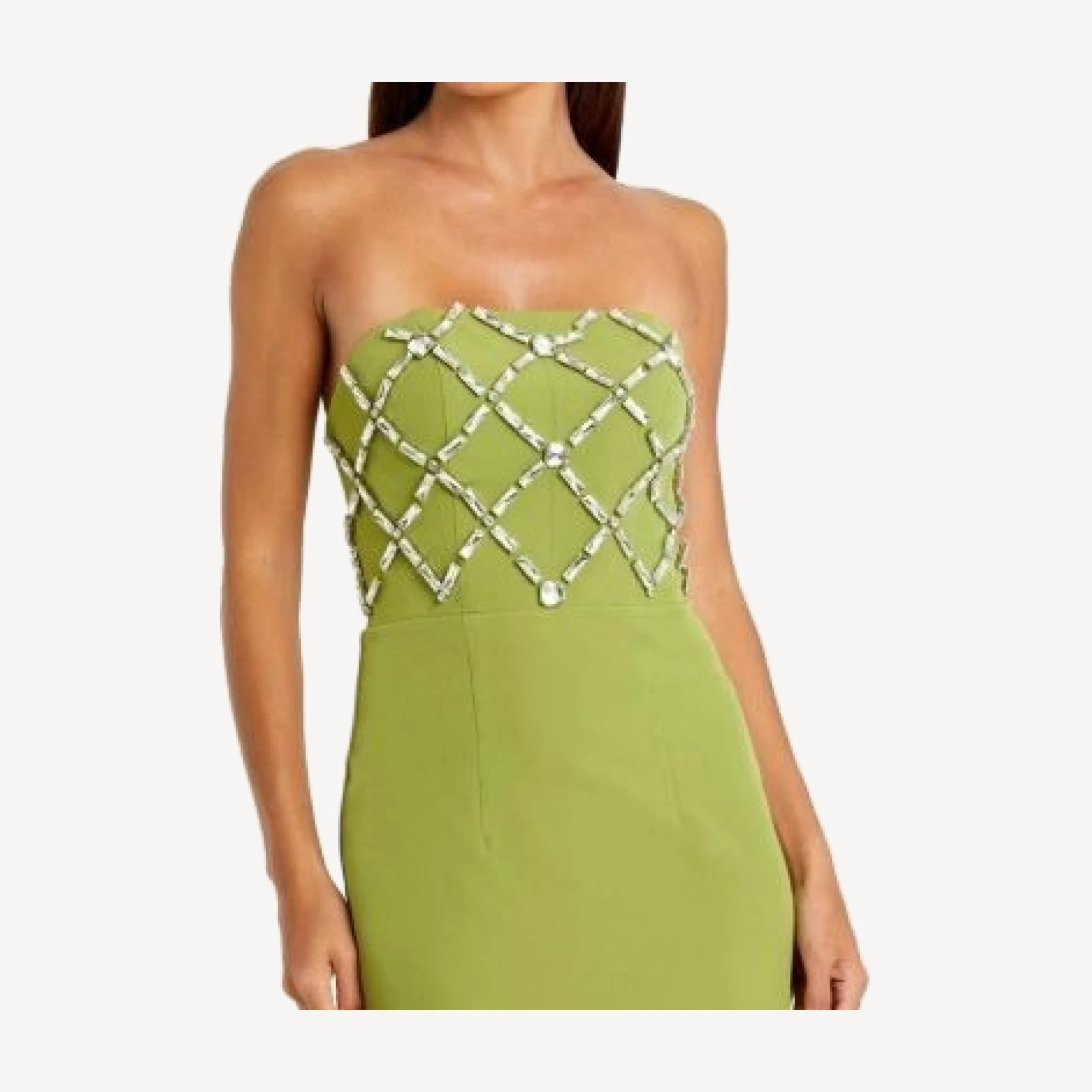 Mac Duggal Strapless Crepe Ankle Dress With Beaded Details