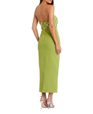 Mac Duggal Strapless Crepe Ankle Dress With Beaded Details