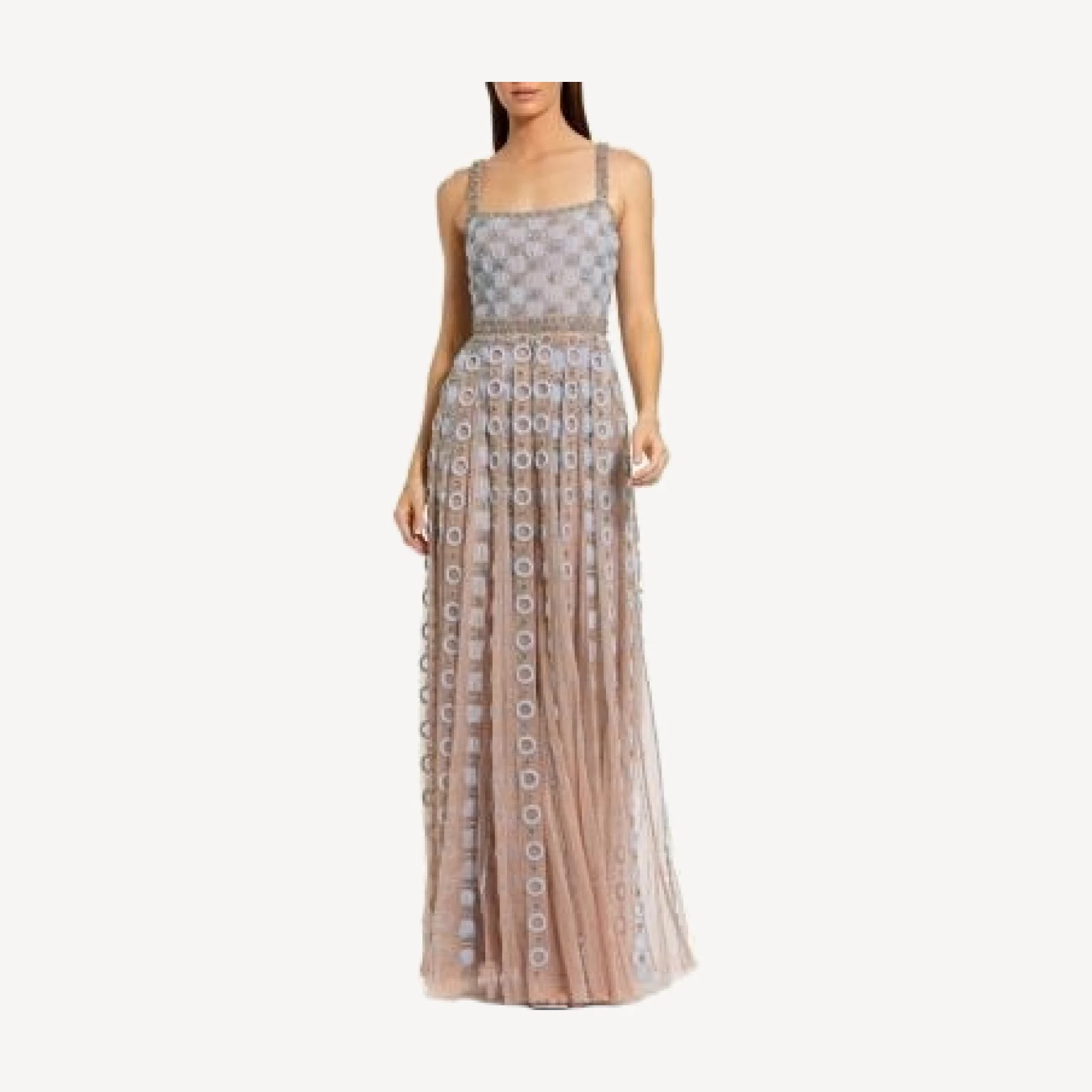 Mac Duggal Sleeveless Mesh Embellished A Line Gown