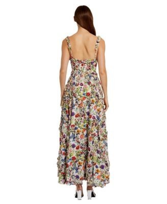 Mac Duggal Ruffle Floral Sweetheart Neck Gown