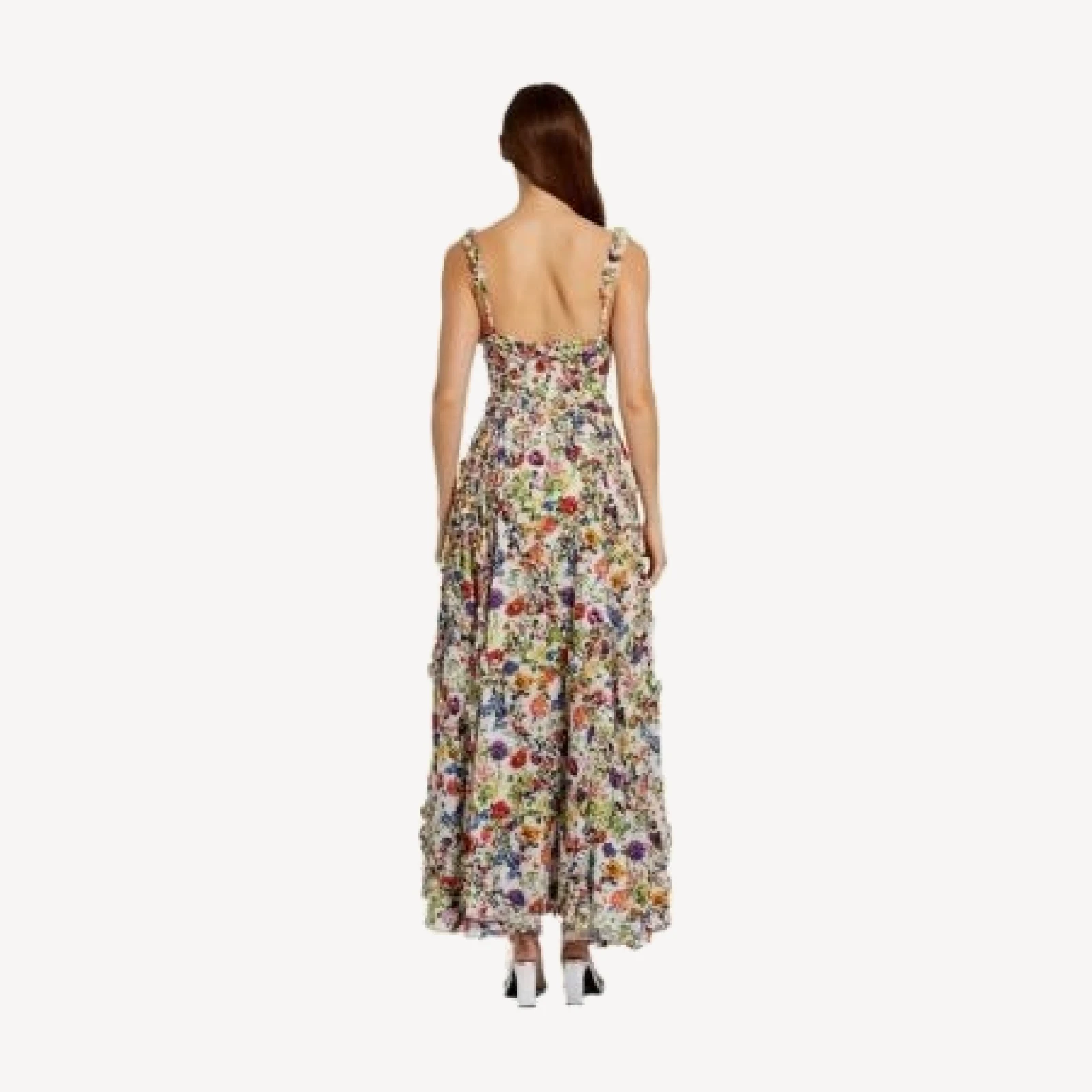 Mac Duggal Ruffle Floral Sweetheart Neck Gown