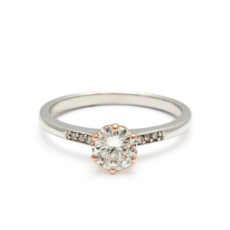 Hazeline Solitaire Ring - White Gold & Old Euro Cut White Diamond (.50ct)