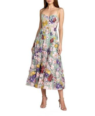 Mac Duggal Sweetheart Neck Embroidered Midi Dress