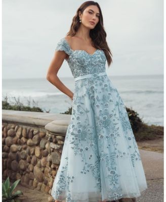 Mac Duggal Floral Embroidered Sweetheart Neckline Dress