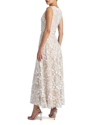 Mac Duggal Floral Embroidered High Neck Midi Dress