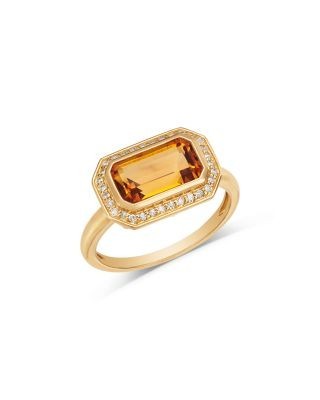 Bloomingdale's Fine Collection Citrine & Diamond Ring in 14K Yellow Gold