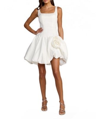 Mac Duggal Sleeveless Satin Bubble Hem Mini Dress
