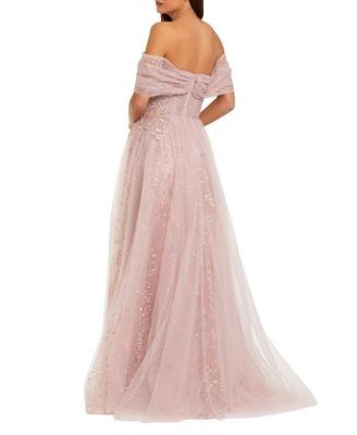 Mac Duggal Embroidered Tulle Off The Shoulder Ballgown