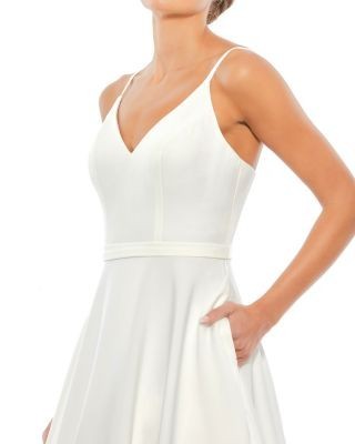 Mac Duggal Petite V-Neck Ball Gown with Belted A-Line Skirt