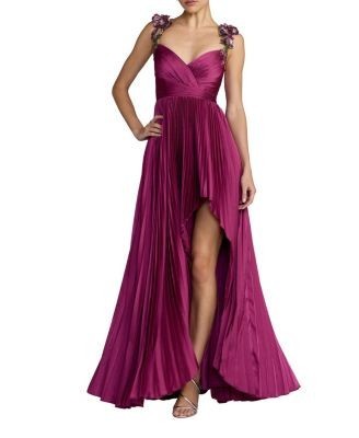 Mac Duggal Charmeuse Sleeveless Beaded Detail Gown With Slit