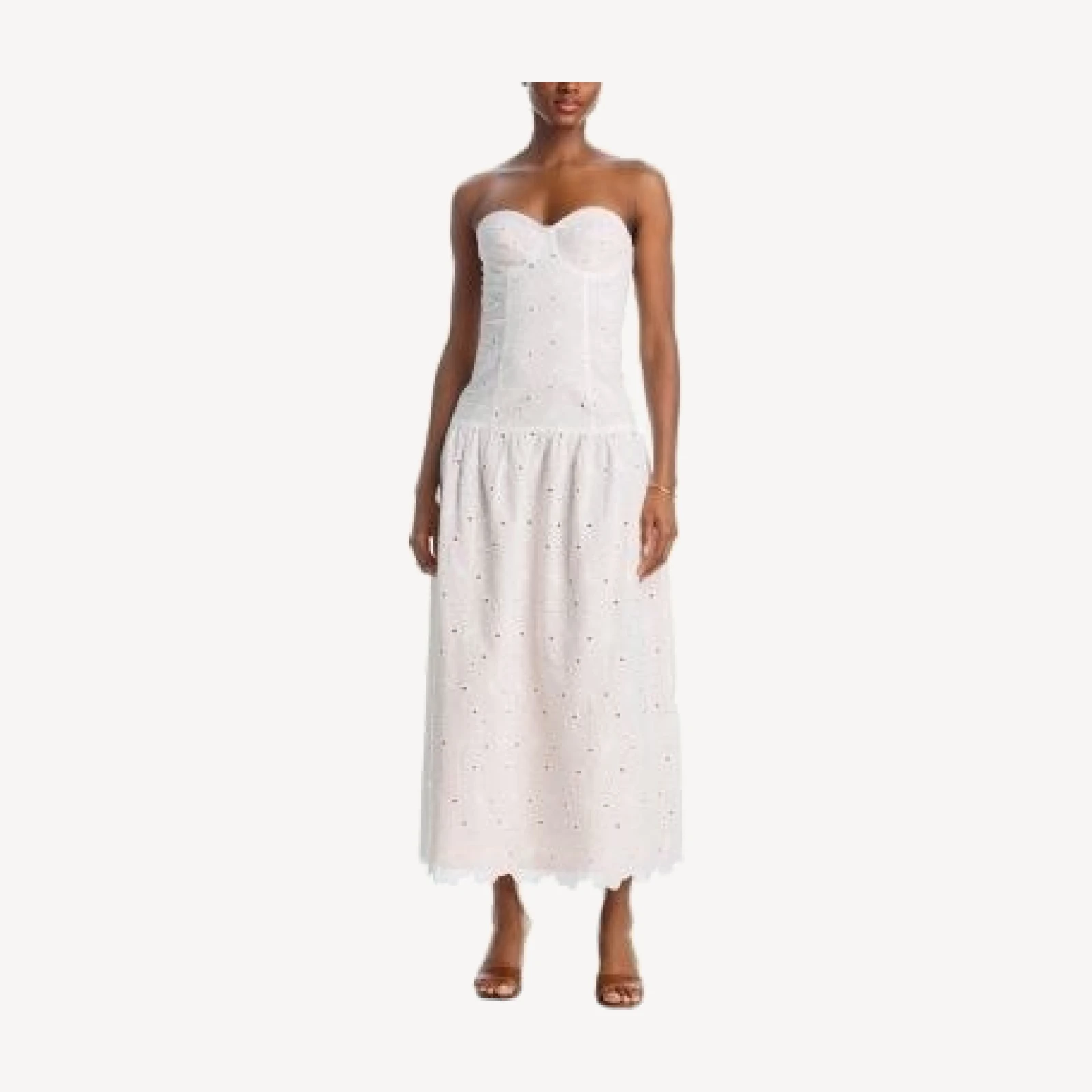 Aqua Damaris Eyelet Drop Waist Midi Dress - Exclusive