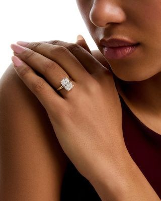 Bloomingdale's Fine Collection Luxe Collection Certified Lab Grown Diamond Elongated Cushion Cut Engagement Ring in 18K Yellow Gold, 5.0 tcw