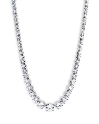 Bloomingdale's Fine Collection Certified Lab Grown Diamond Graduated Tennis Necklace in 18K White Gold, 30.0 tcw