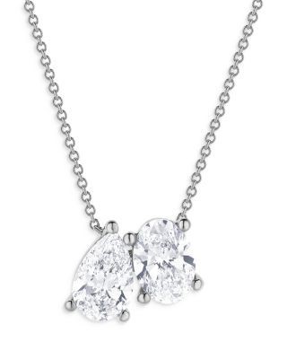 Bloomingdale's Fine Collection Certified Lab Grown Pear & Oval Diamond Toi Et Moi Pendant Necklace in 18K White Gold, 2.25 tcw