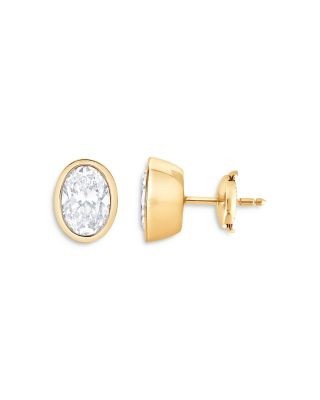 Bloomingdale's Fine Collection Certified Lab Grown Diamond Oval Bezel Stud Earrings in 18K Yellow Gold, 2.0 tcw