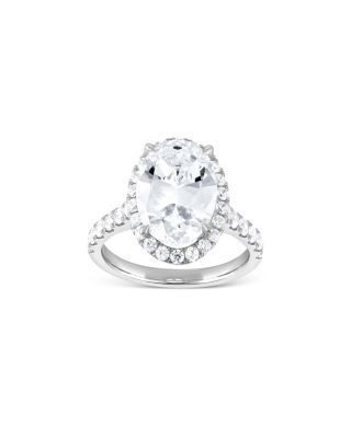 Bloomingdale's Fine Collection Lab Grown Diamond Oval & Round Cut Halo Engagement Ring in 18K White Gold, 5.0 tcw