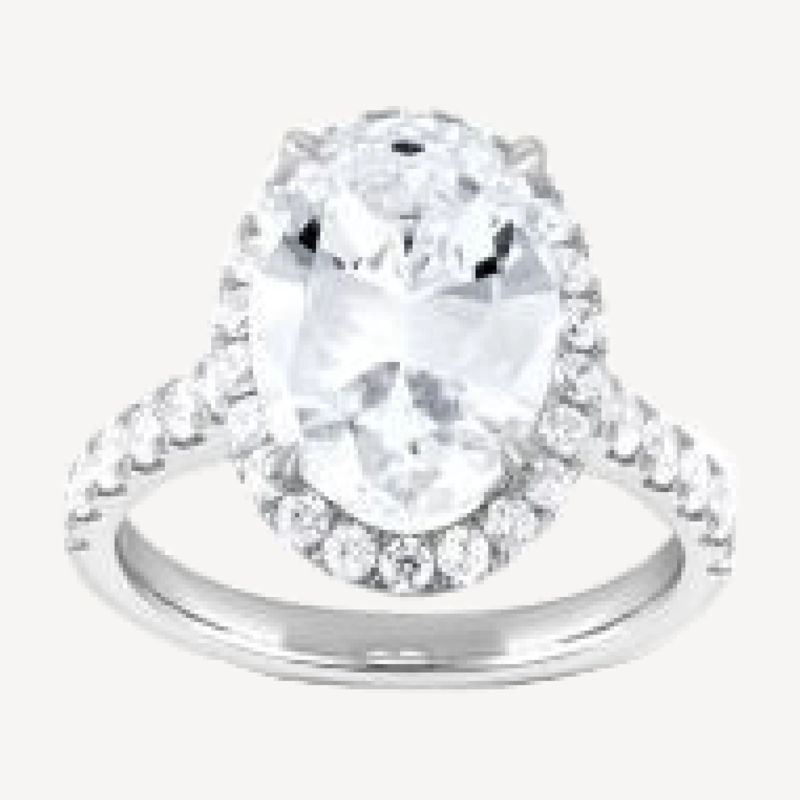 Bloomingdale's Fine Collection Lab Grown Diamond Oval & Round Cut Halo Engagement Ring in 18K White Gold, 5.0 tcw