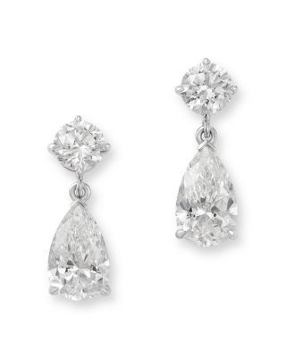 Bloomingdale's Fine Collection Luxe Collection Certified Lab Grown Diamond Round & Pear Drop Earrings in 14K White Gold, 2.45 tcw