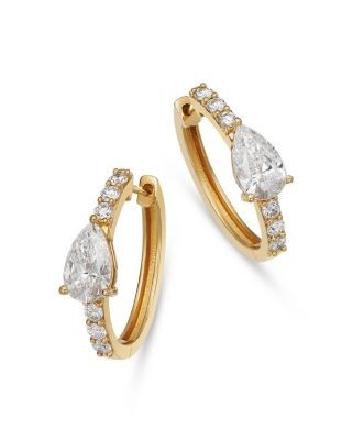 Bloomingdale's Fine Collection Luxe Collection Certified Lab Grown Diamond Pear Huggie Hoop Earrings in 14K Yellow Gold, 1.95 tcw