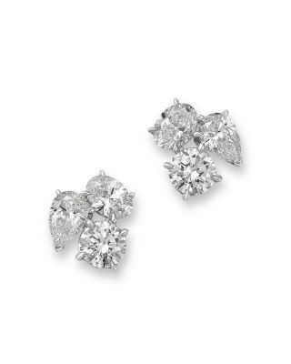 Bloomingdale's Fine Collection Luxe Collection Certified Lab Grown Diamond Trio Stud Earrings in 14K White Gold, 1.95 tcw