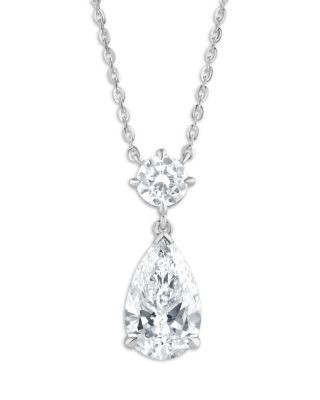 Bloomingdale's Fine Collection Luxe Collection Certified Lab Grown Diamond Round & Pear Pendant Necklace in 14K White Gold, 2.53 tcw