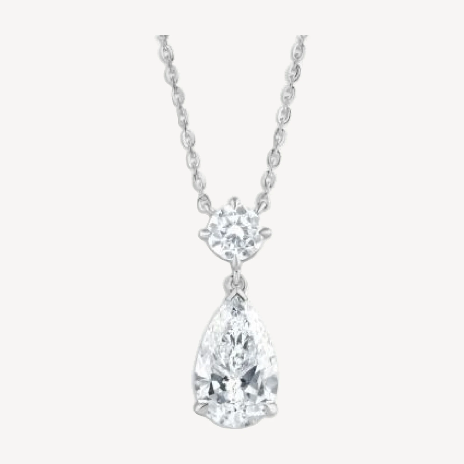 Bloomingdale's Fine Collection Luxe Collection Certified Lab Grown Diamond Round & Pear Pendant Necklace in 14K White Gold, 2.53 tcw