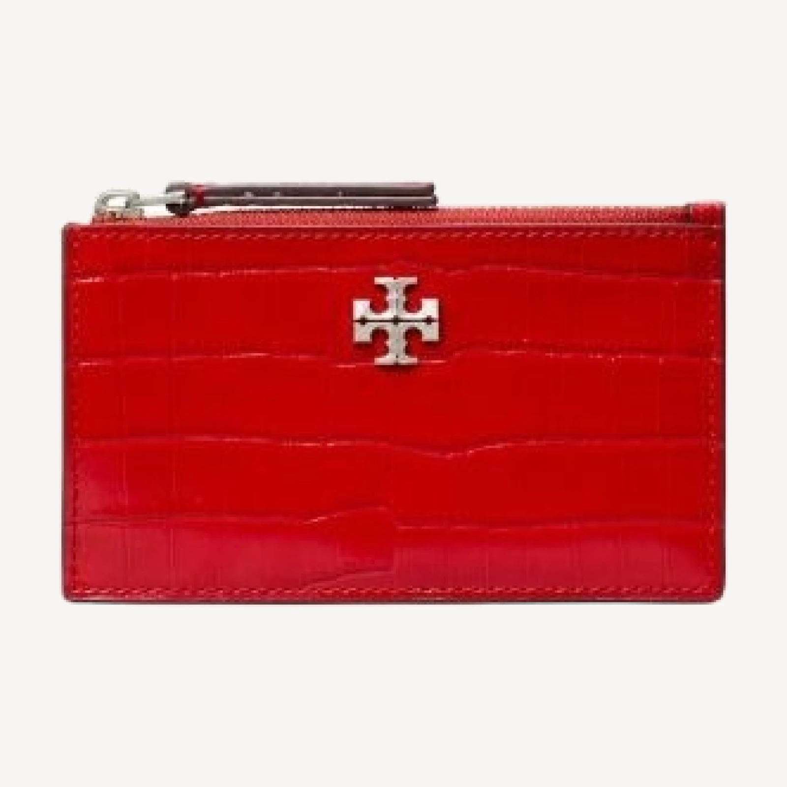 Tory Burch Kira Croc Embossed Leather Card Case