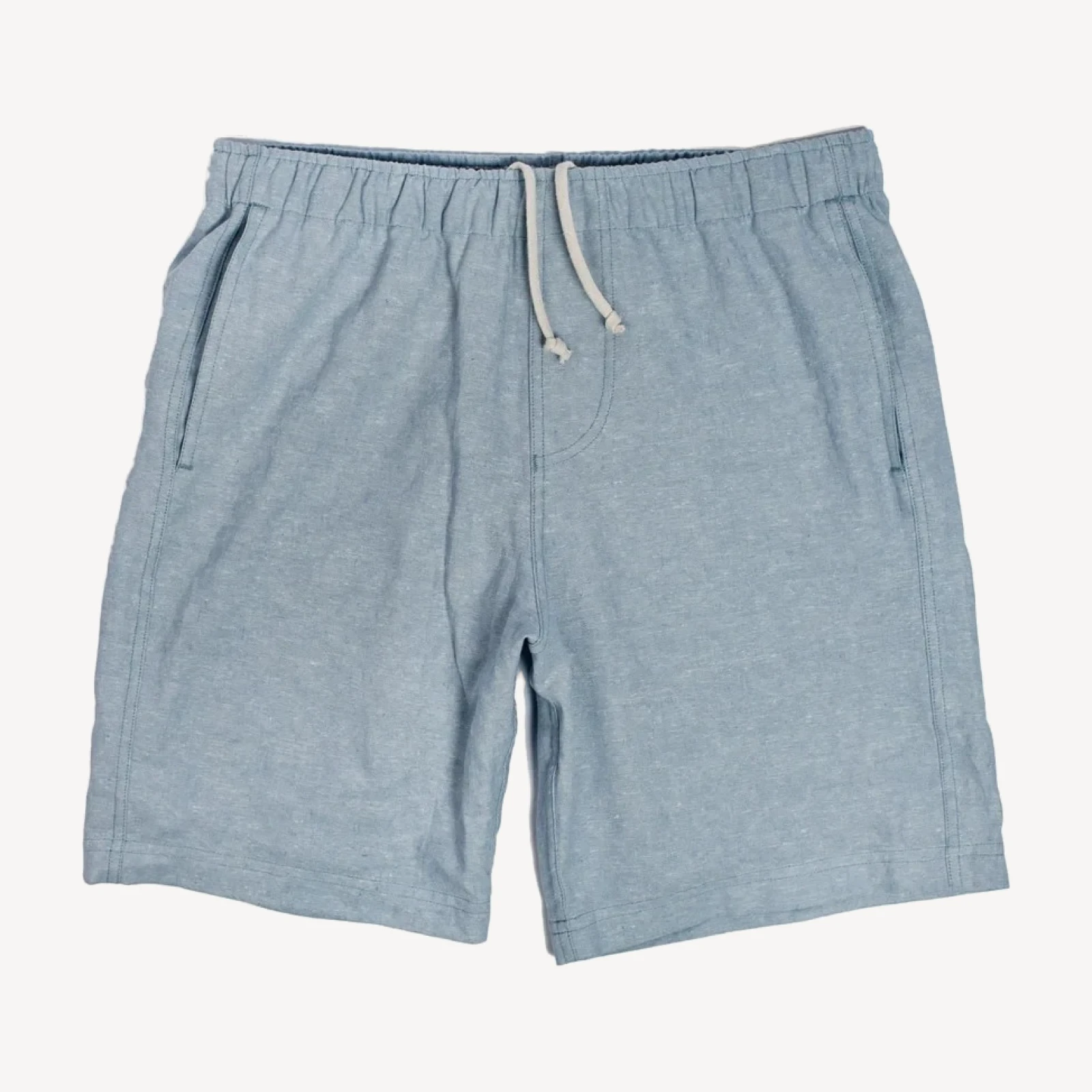Sun Bleached Indigo Linen and Cotton Leisure Shorts