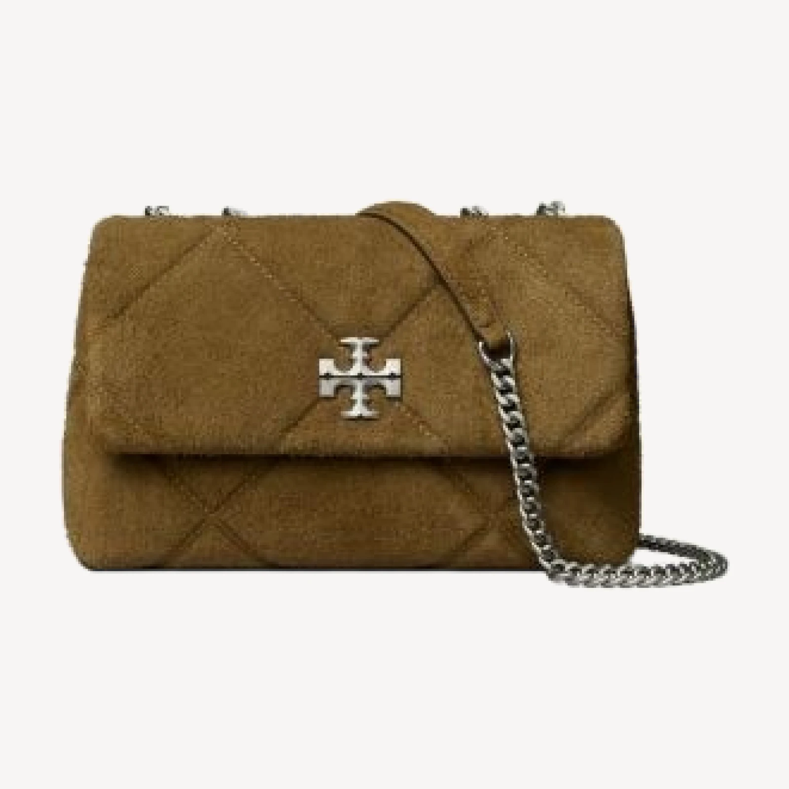 Tory Burch Kira Suede Diamond Quilted Shoulder Bag