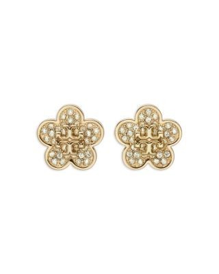 Tory Burch Kira Pave Flower Stud Earrings