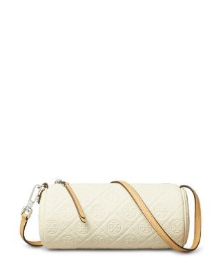 Tory Burch T Monogram Pebble Leather Cylinder Bag