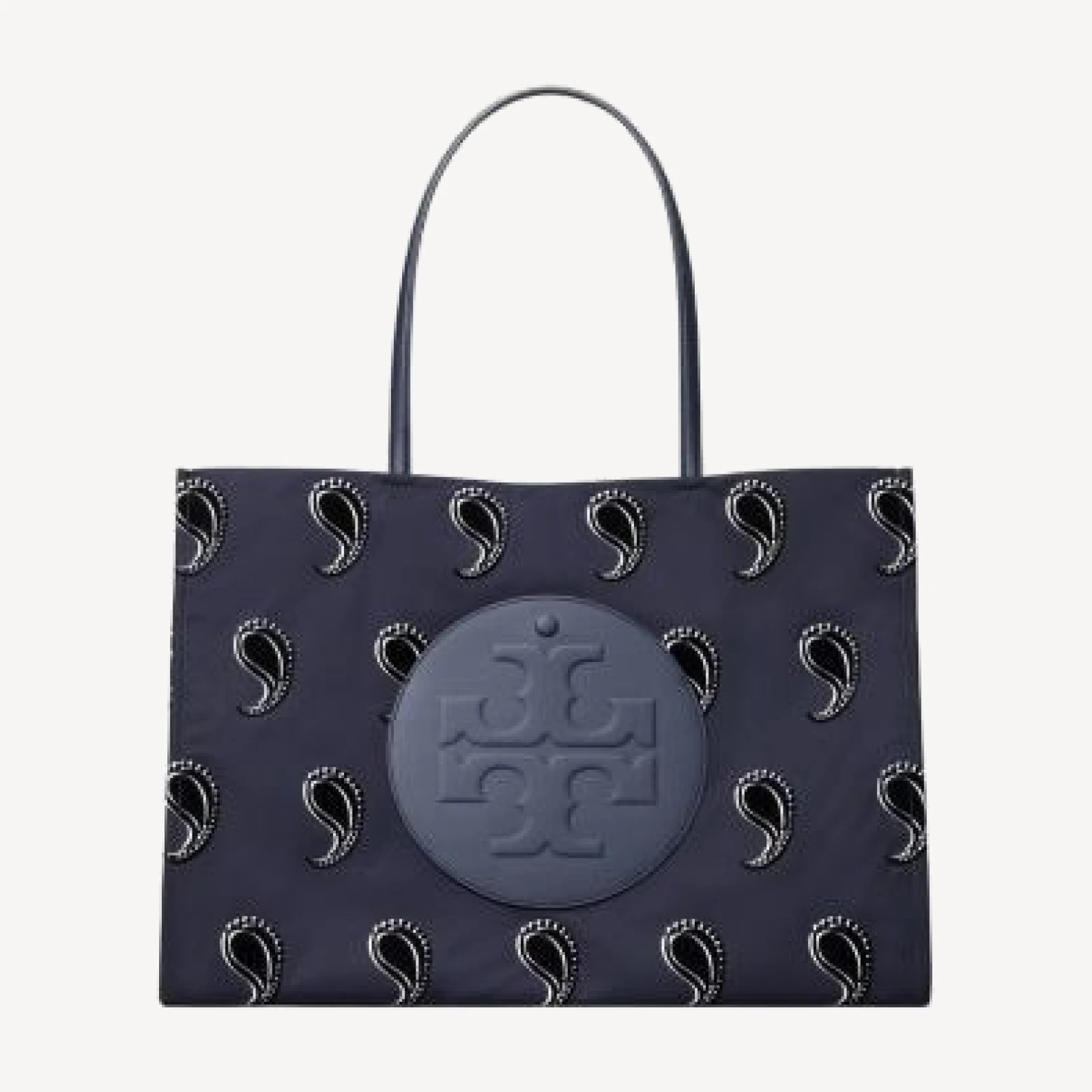 Tory Burch Ella Navy Pajama Print Polyester Tote Bag