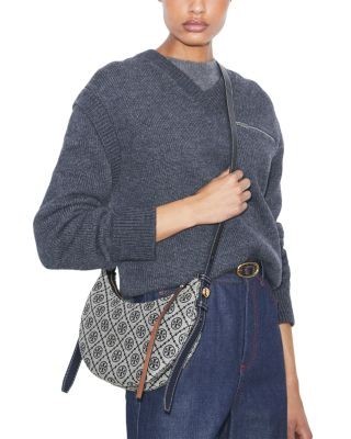 Tory Burch Romy T Monogram Crescent Shoulder Bag