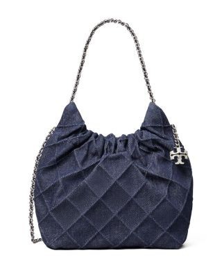 Tory Burch Fleming Mini Soft Denim Hobo Bag