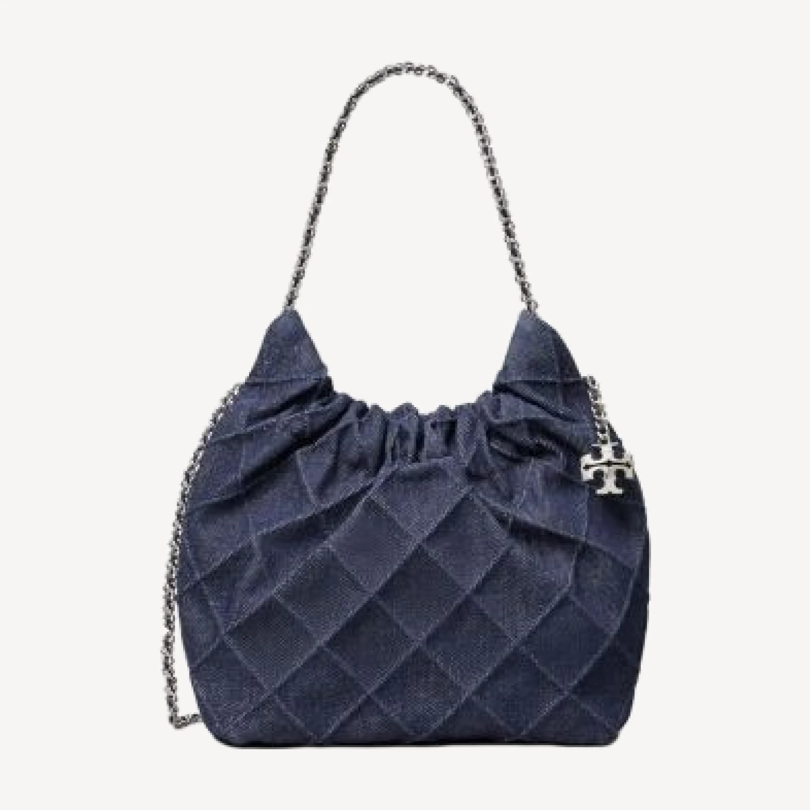 Tory Burch Fleming Mini Soft Denim Hobo Bag