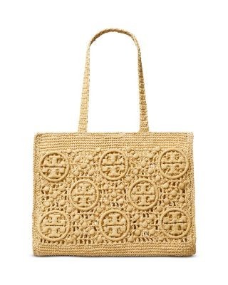 Vince Monogram Crochet Straw Tote Bag
