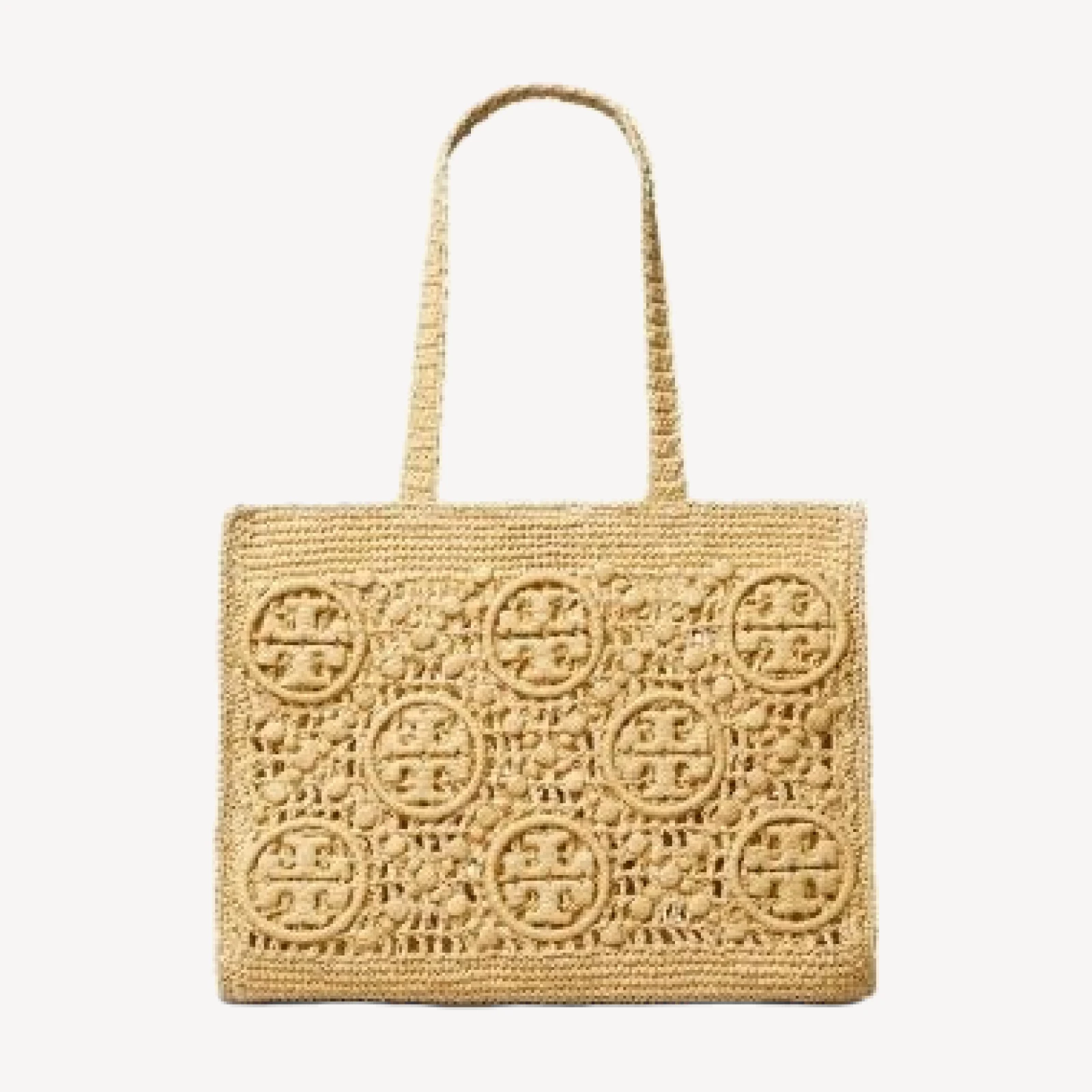 Vince Monogram Crochet Straw Tote Bag