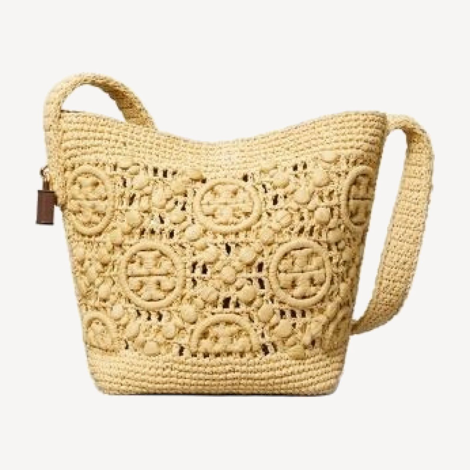 Vince Monogram Crochet Straw Shoulder Bag
