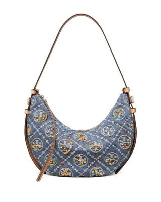 Tory Burch Romy T Monogram Denim Shoulder Bag