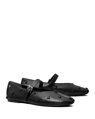 Tory Burch Women's Bunny Knot Leather Mary Jane Flats