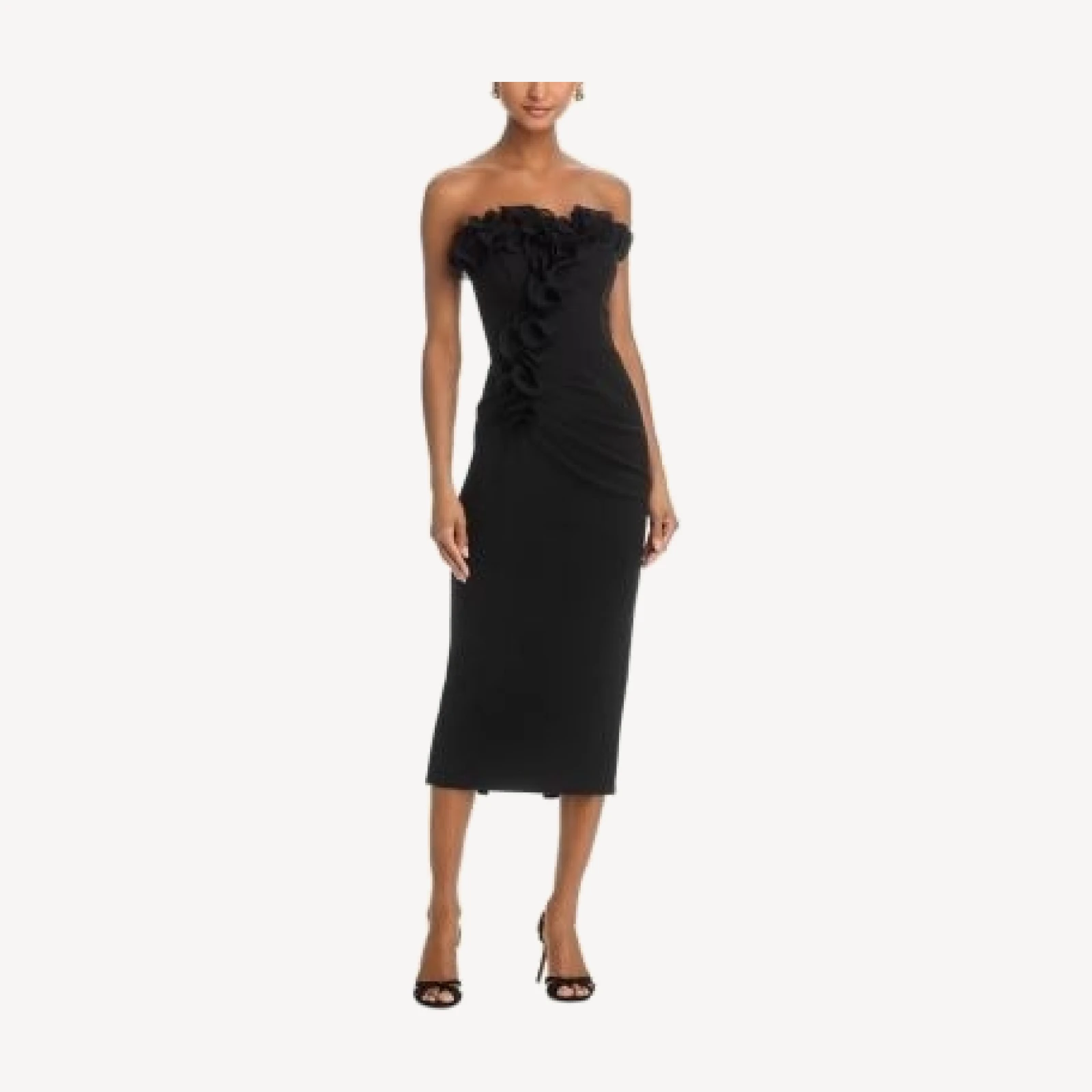 Aqua Scuba Crepe Strapless Ruffle Midi Dress - Exclusive