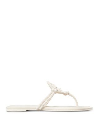 Tory Burch Women's Miller Knotted Imitation Pearl Suede Sandals