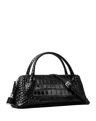 Tory Burch Lock Croc Embossed Leather Convertible Handbag