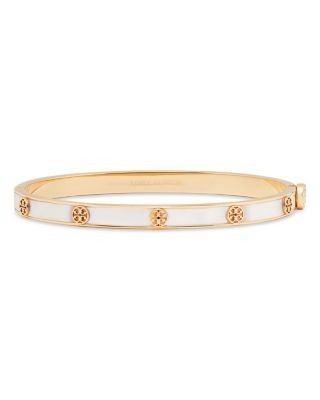 Tory Burch Thin Icon Double T & Mother Of Pearl Bangle Bracelet