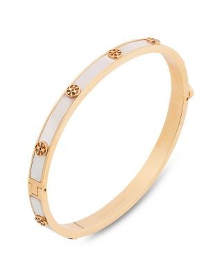 Tory Burch Thin Icon Double T & Mother Of Pearl Bangle Bracelet