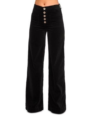 Ramy Brook Cindy High Rise Wide Leg Jeans in Black Velvet