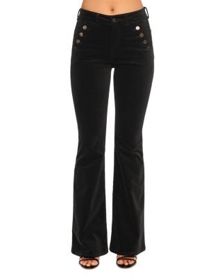 Ramy Brook Helena Velvet High Rise Sailor Button Jeans in Black