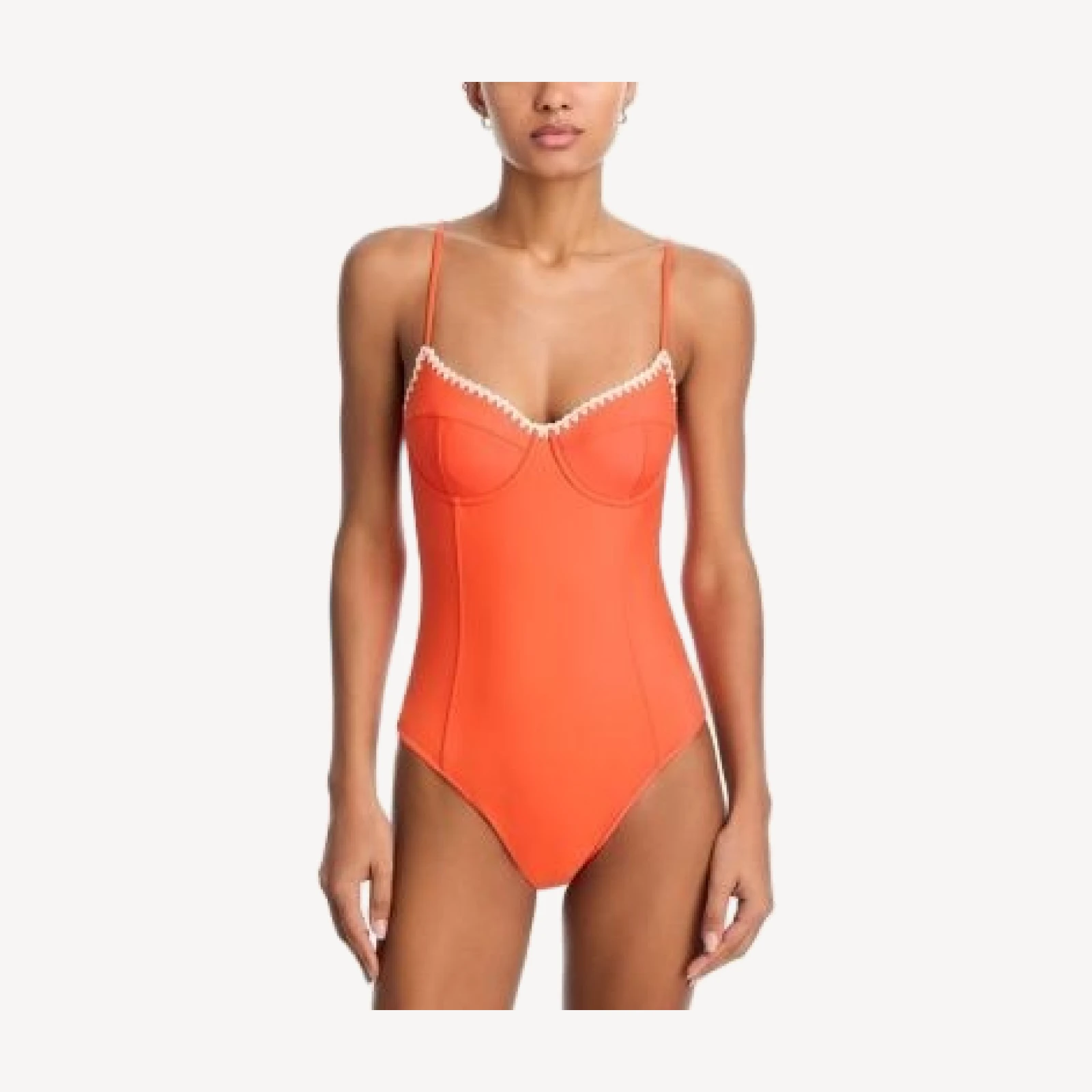 Ramy Brook Addisyn Crochet Trim One Piece Swimsuit