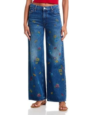 Mother The Rerun Zip Sneak High Rise Jeans in Field of Flowers